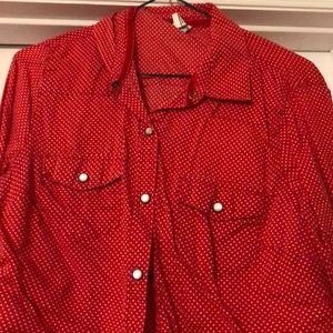 Red and white polka dot shirt